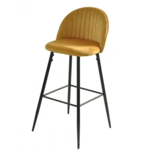 mobiliario-contract-taburete palm yellow metal tapizado velvet amarillo con trasera palm 2